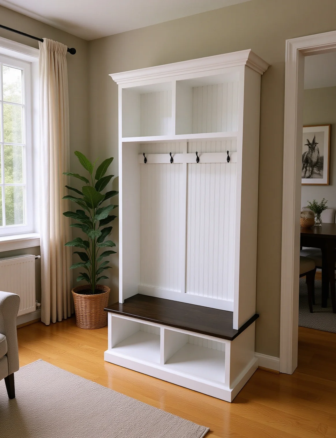 Pennsylvania Entryway Bench with Shoe Storage – 2-Section Solid Wood Mudroom Organizer | Custom Hallway Seating with Storage