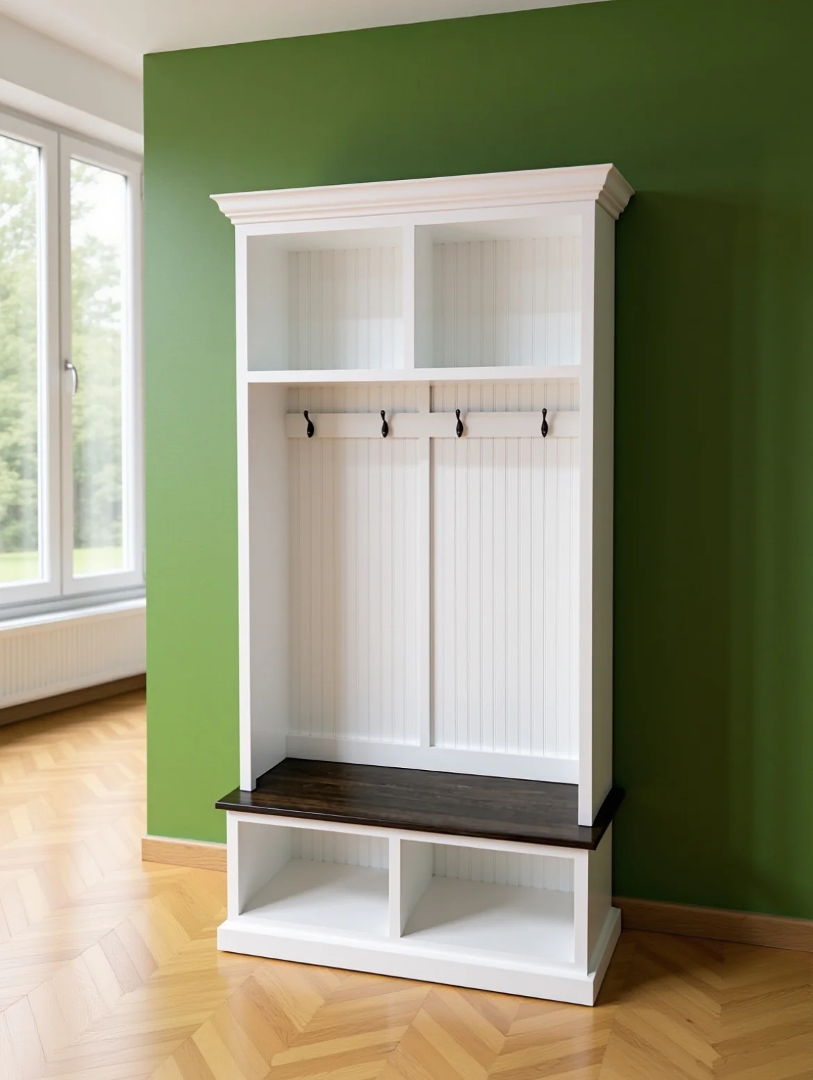 Pennsylvania Entryway Bench with Shoe Storage – 2-Section Solid Wood Mudroom Organizer | Custom Hallway Seating with Storage - Image 3