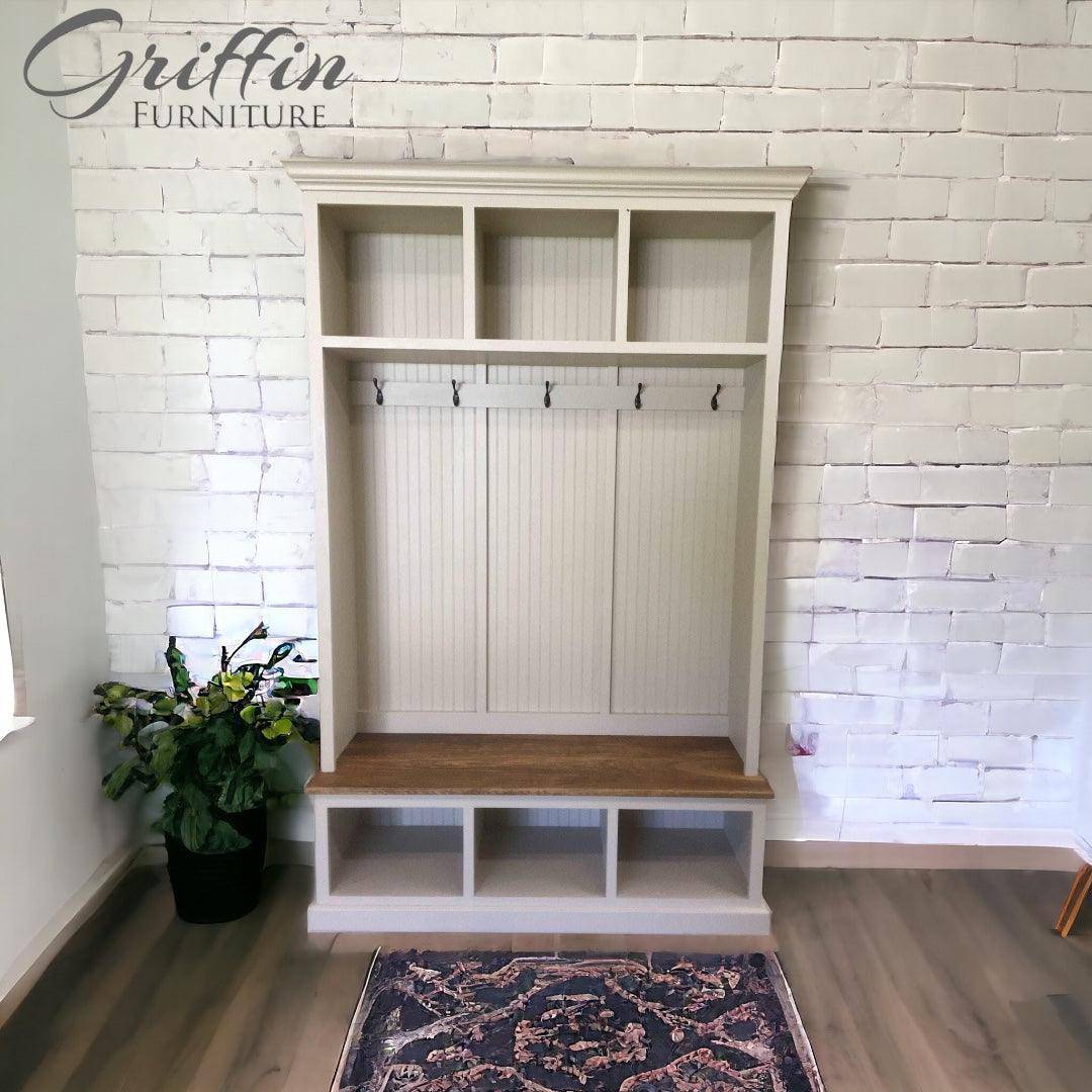 Pennsylvania Hall Tree with Shoe Storage Bench – 3-Section Entryway Organizer | Custom Mudroom Furniture - Image 4