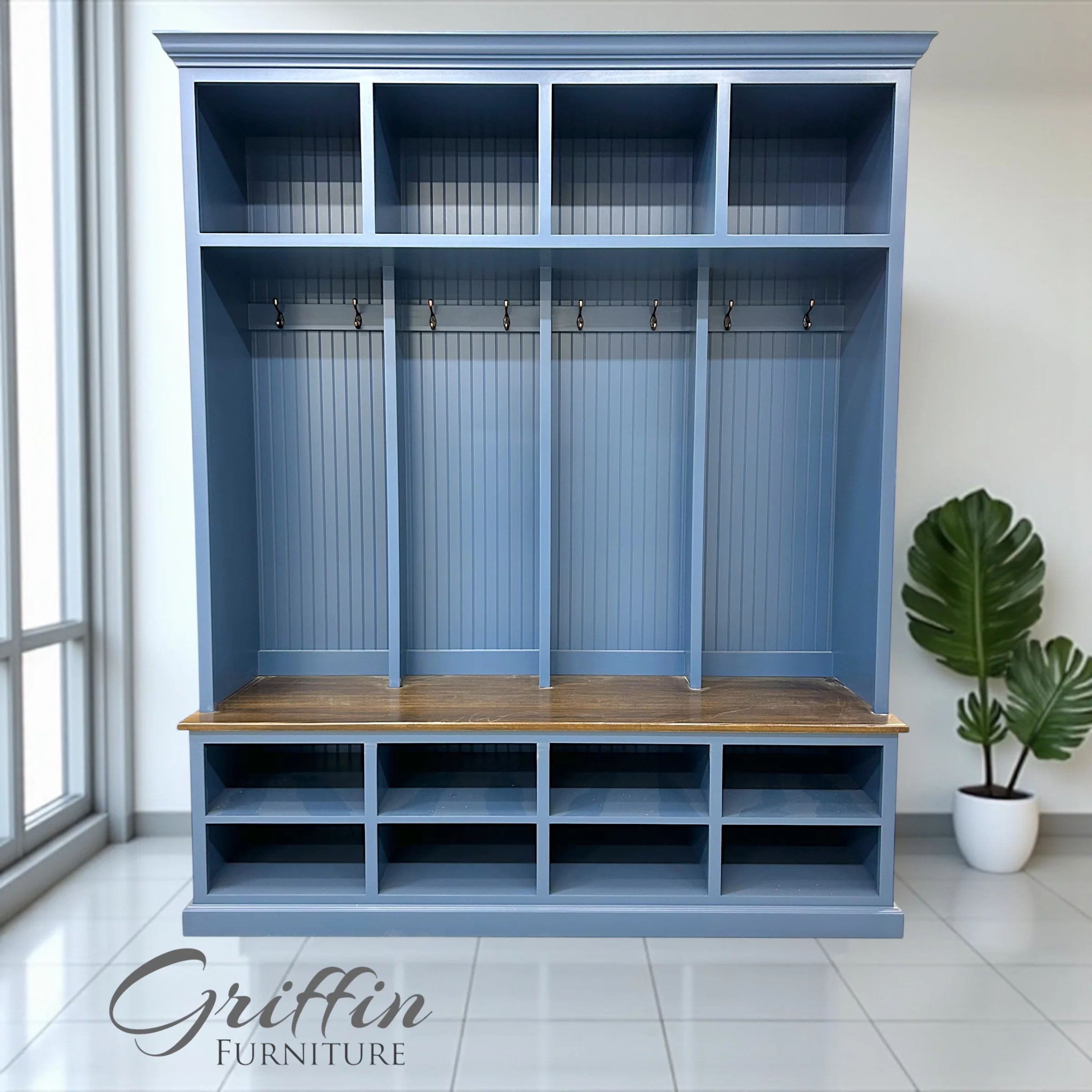 The Lewis Mudroom Locker – Stylish Entryway Storage & Organization Solution | Custom Wood Hall Tree with Cubbies & Hooks