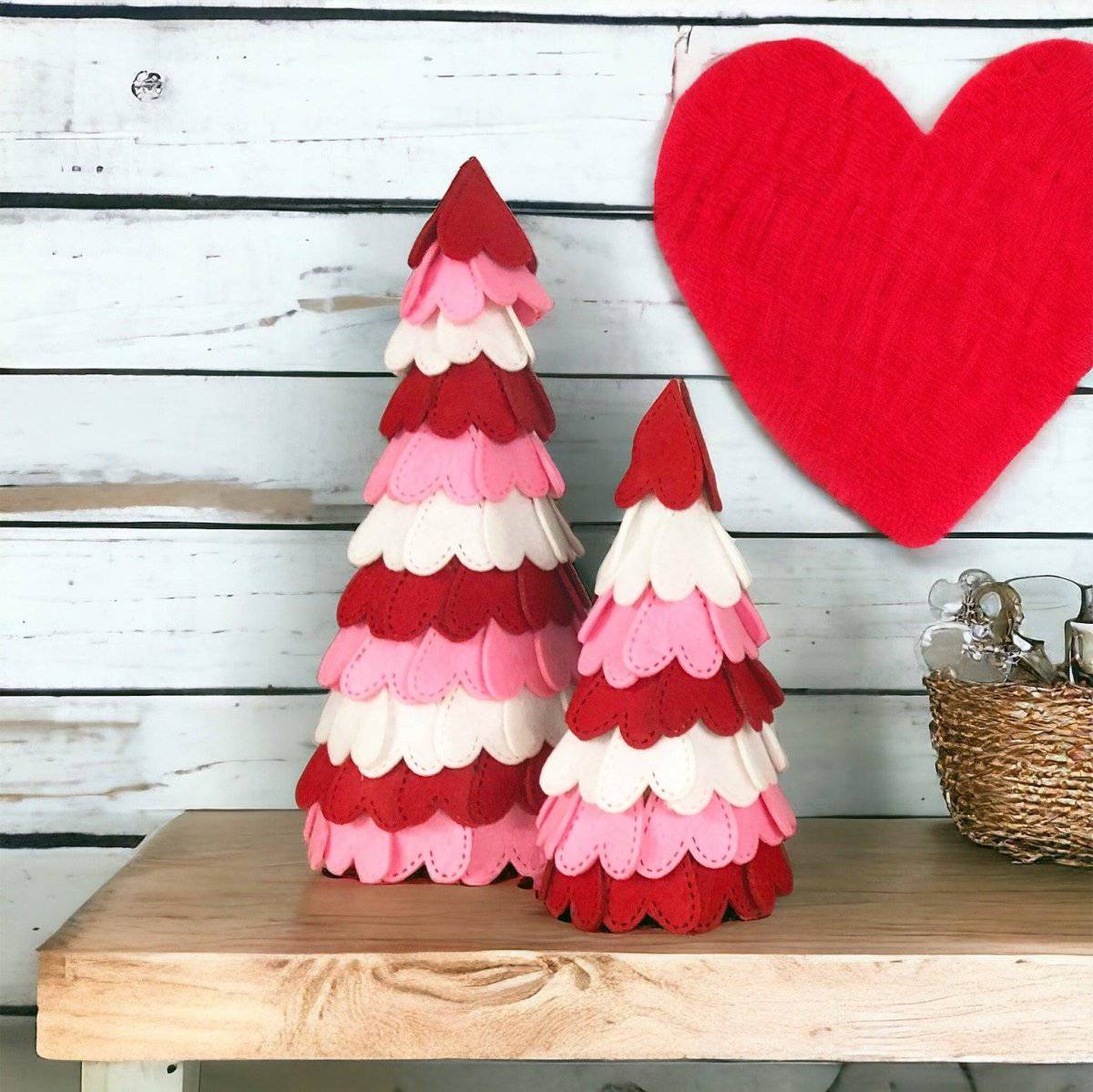 Valentine’s Day Decorative Trees (Set of 2) – Rustic Tabletop Heart Decor for Holiday & Home Display - Image 4